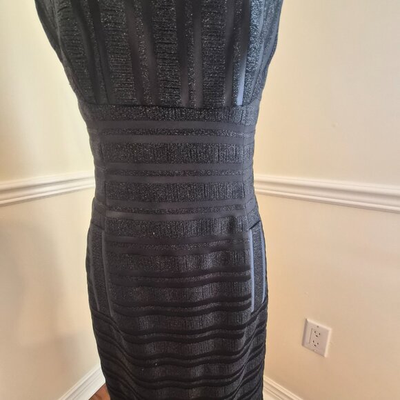 Anne Klein Black Dress with Silver Metallic Thread, Size 4 - Picture 6 of 14